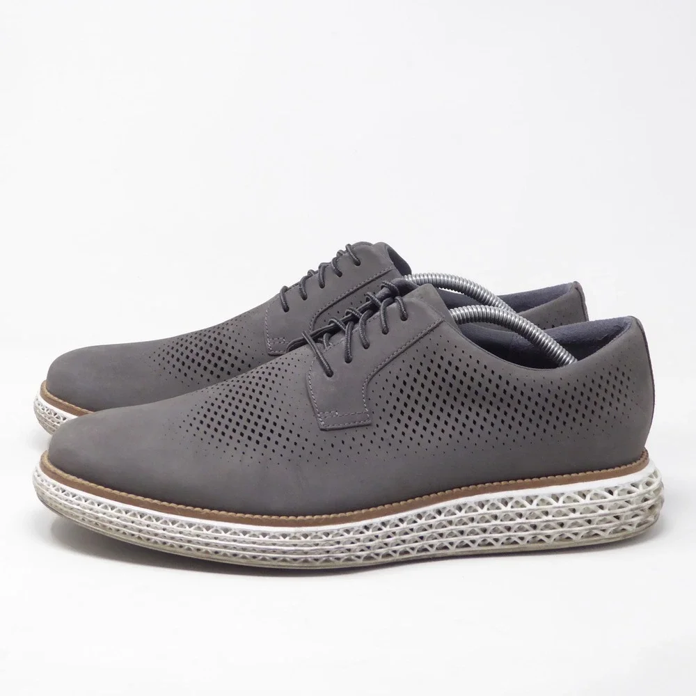 Cole Haan Mens OriginalGrand 2.0 Oxford Gray Perforated Leather C40399 11.5
